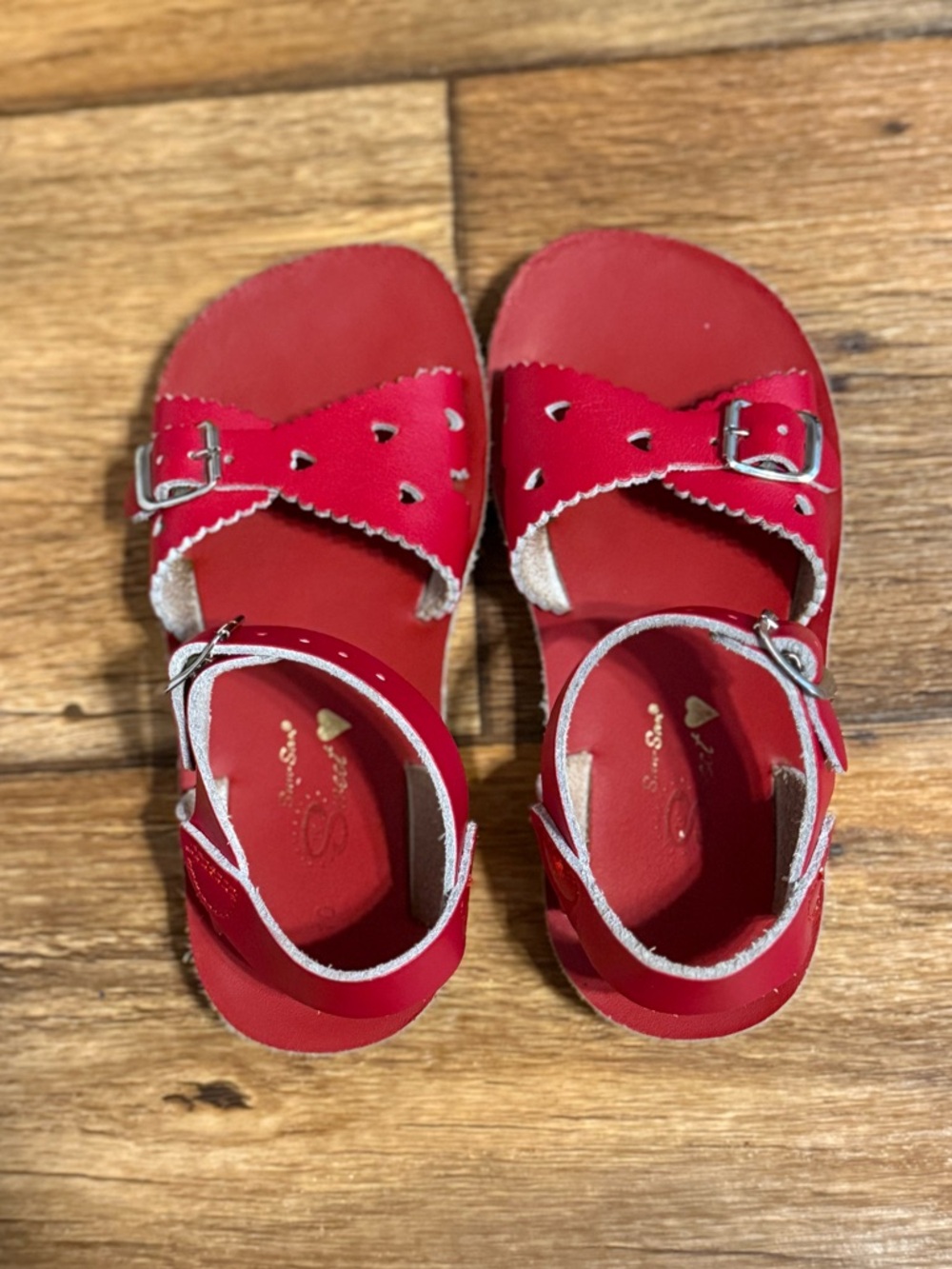 Toddler Girls' Red Buckle Sun-San Sandals- size:10